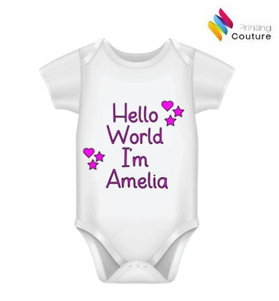 Personalised Hello World Named Baby Vest